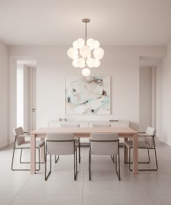 Luster Sol sa 19 kugli u moderno opremljenoj trpezariji