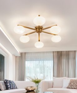 Plafonska lampa Bertina, 6 kugli, Mesing