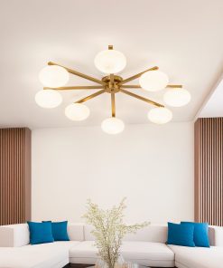 Plafonska lampa Bertina, 8 kugli, Mesing