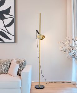 Glimer podna lampa u dnevnom boravku za čitanje, mesing, ylatna, crna - Svod Rasvjeta Crna Gora