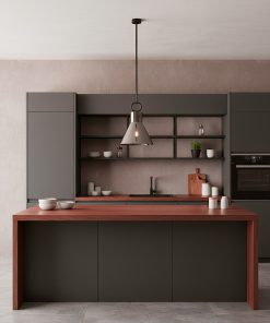 Visilica Emerson crna sa sivim staklom u modernoj kuhinji