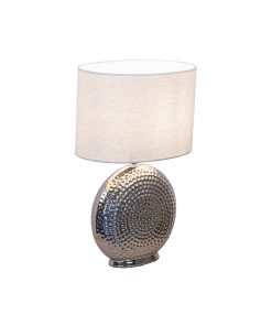 Gama stona lampa hrom keramičko postolje sa tekstilnim abažurom