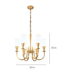 Luster sa šest svjetlosnih tijela za ravnomjerno osvjetljenje