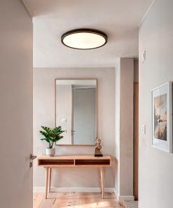 Moderna LED plafonjera Faust crni okvir i mesing detalj u hodniku