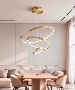 Kobalt LED visilica mesing moderni luster sa prstenovima