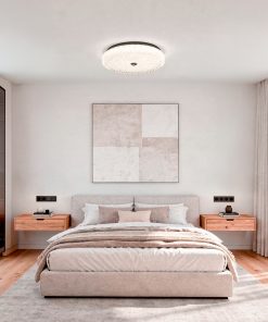 LED plafonjerka Glis u minimalističkoj spavaćoj sobi
